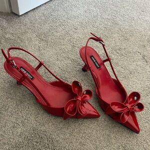 Nine West Red Pointed Toe Heels with Bow